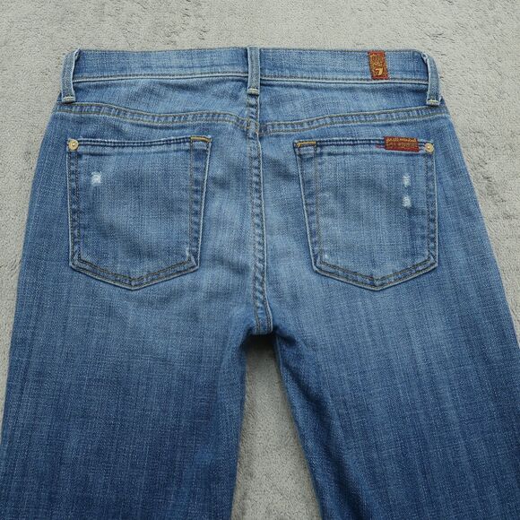 7 For All Mankind Jeans Women's 25 Low-Rise Skinny Bootcut 29" Inseam Distressed - Picture 13 of 16